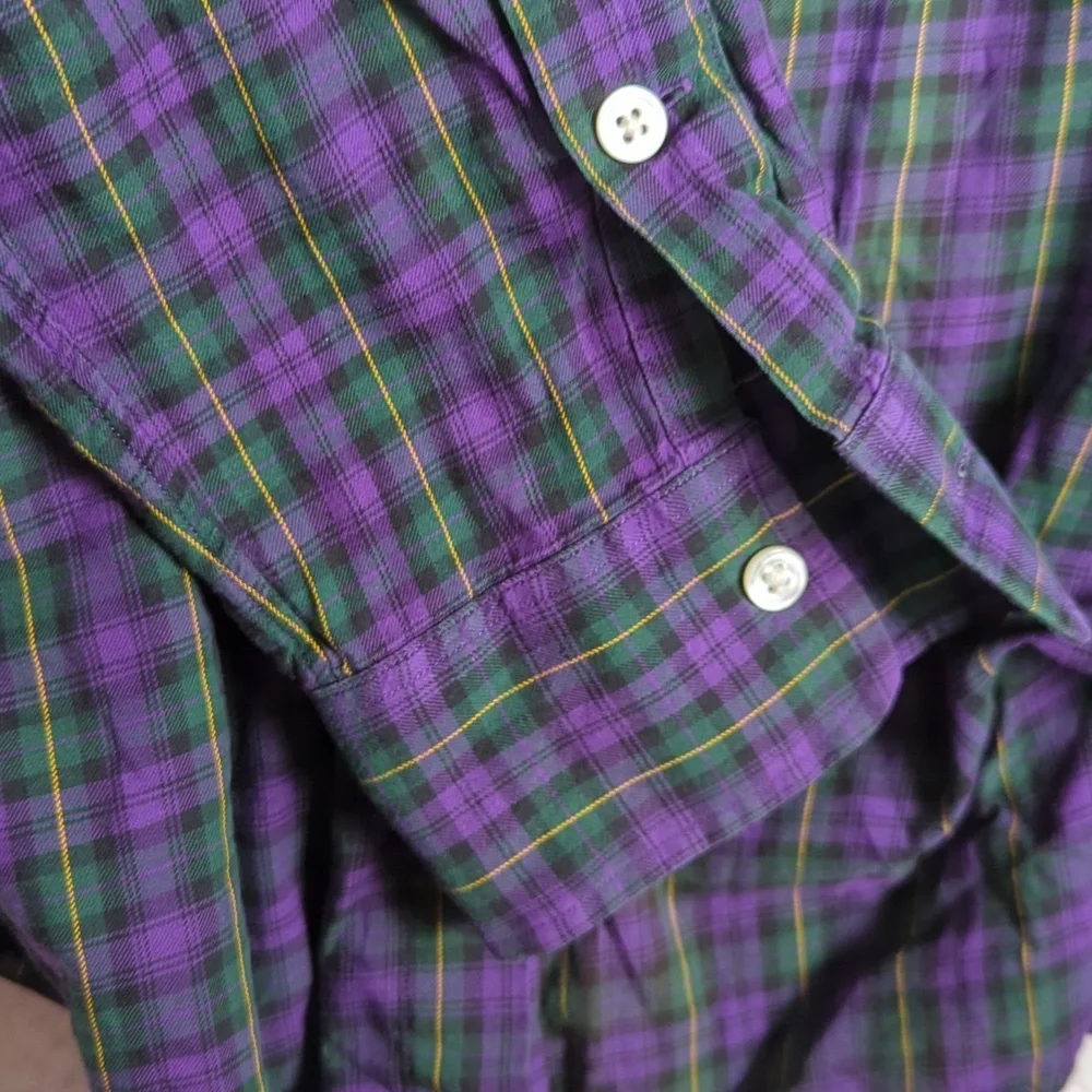 Polo by Ralph Lauren‎ Men's Purple & Green Plaid Button Up Dress Shirt Size XL